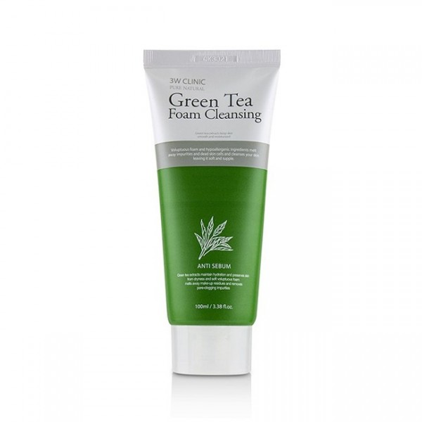 Пенка для умывания "зеленый чай" 3W CLINIC Green tea foam cleansing, 100 мл.