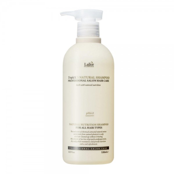 Органический шампунь с экстракктами и эфирными маслами Lador Triplex Natural Shampoo, 530ml