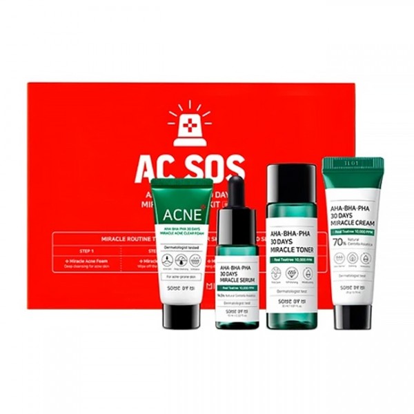 Набор кислотных средств для проблемной кожи  Somebymi AHA-BHA-PHA 30 Days Miracle AC SOS Kit